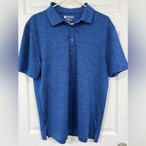 Haggar Men's Blue Heather Polo, Performance Stretch Size Medium, 1/4 button